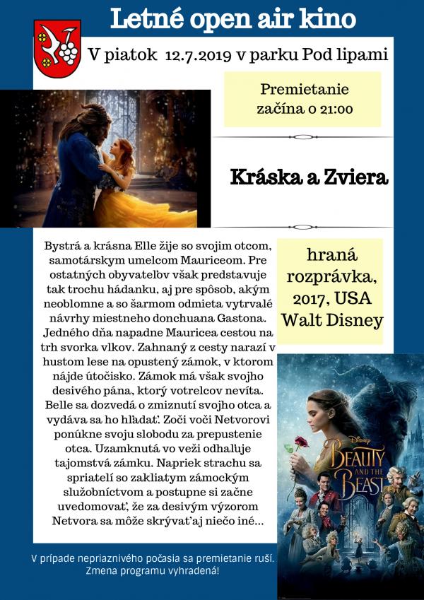 Letné kino: Kráska a zviera 12. júla 2019