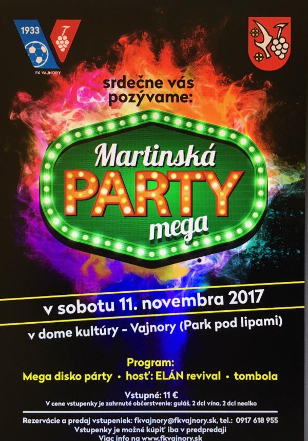 Martinská megapárty 11. novembra 2017